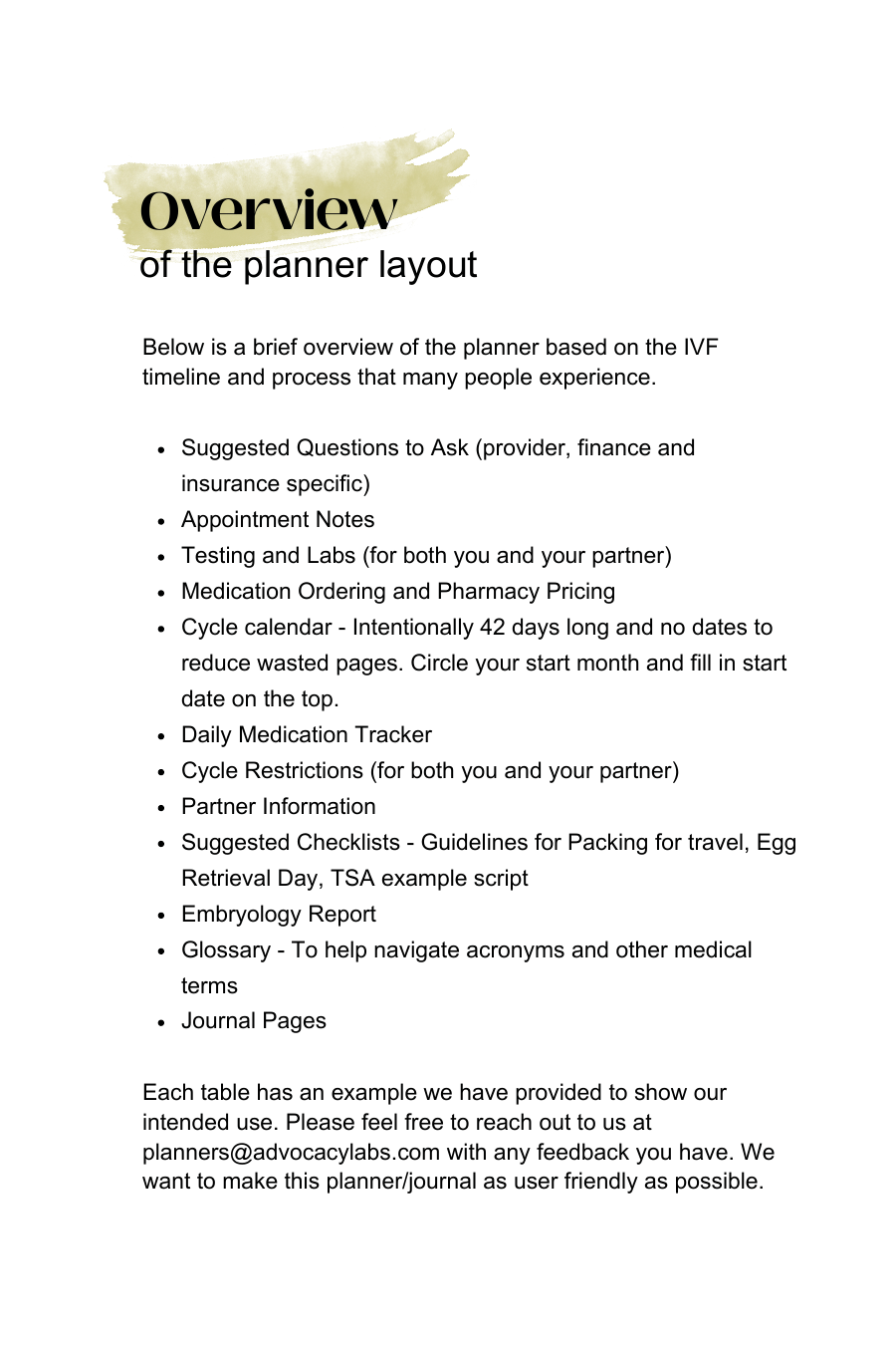 Sample page - Cycle tracking